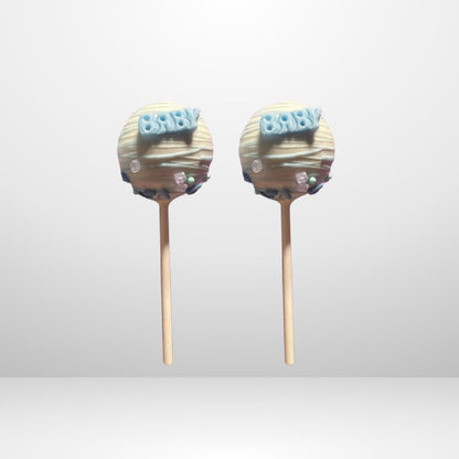 Baby Shower Cake Pops – White Chocolate Dipped with 'Baby' Topper